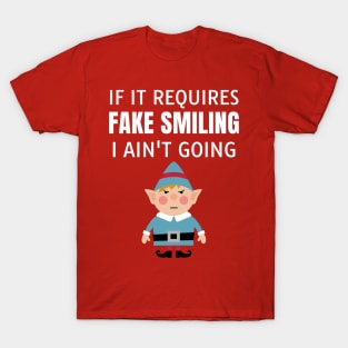 Fake Smiling Angry Christmas Elf T-Shirt